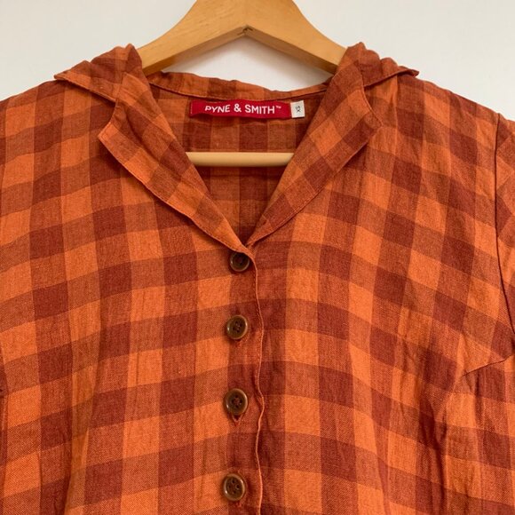 Pyne & Smith Clothiers No. 30 Dress in Marmalade Check Linen - Picture 2 of 3